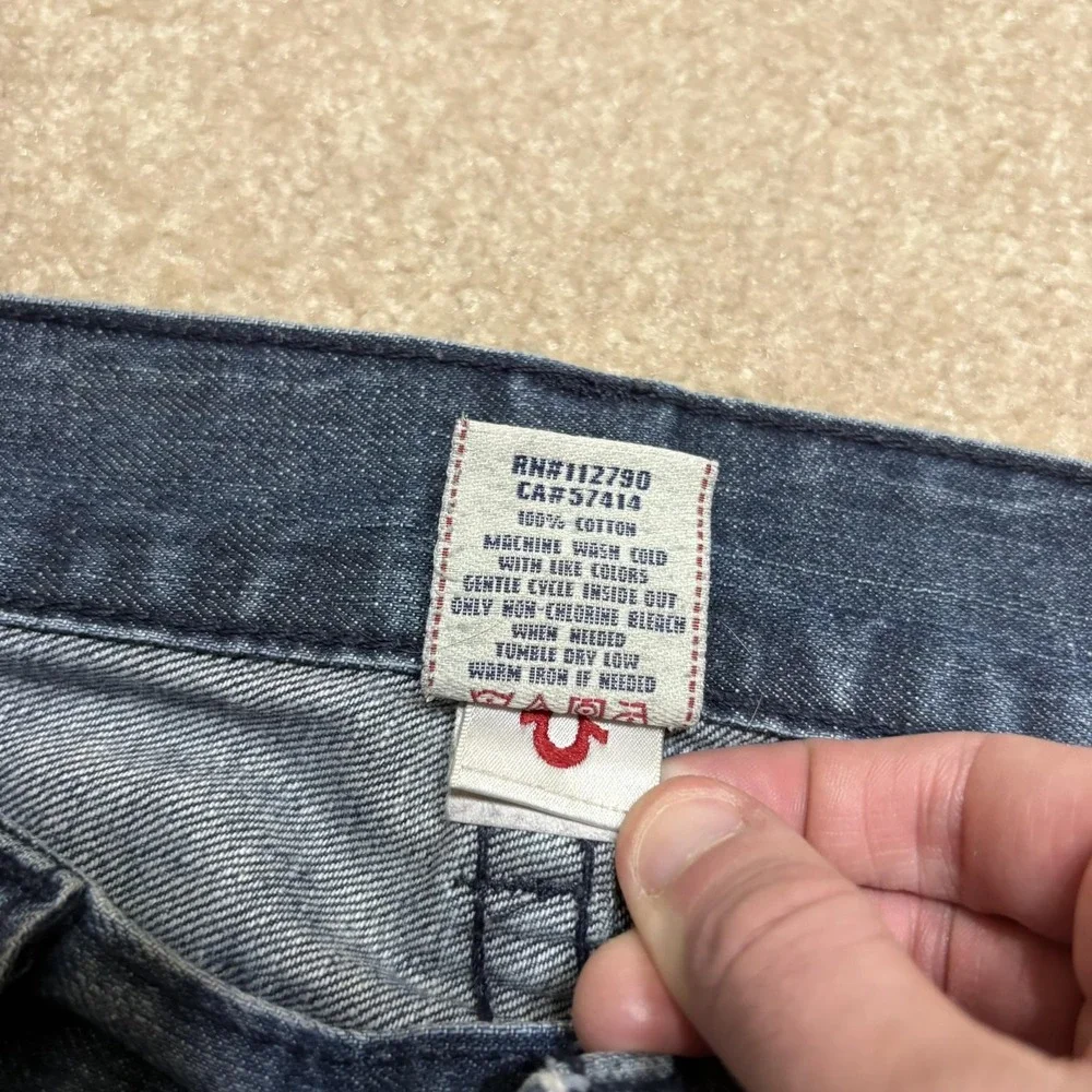 True Religion Section Boot Cut Jeans Mens 38x27 Blue Relaxed Distressed Pants